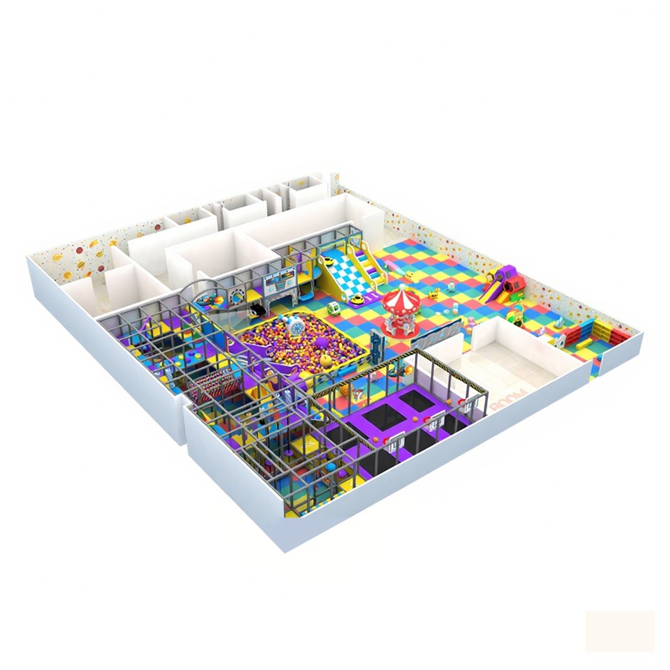 Trampolina z krytym placem zabaw